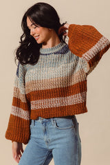 Striped Multi Color Crop Sweater