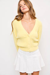 Button Front Cardigan in Butter