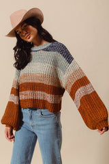 Striped Multi Color Crop Sweater