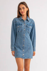 Fitted Denim Utility Dress