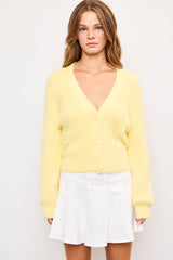 Button Front Cardigan in Butter