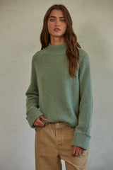 Knit High Neck Raglan Long Sleeve Sweater Top