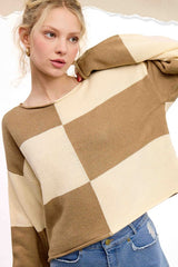 Checkered Loose Fit Sweater