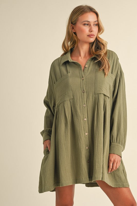 Button Down Relax Fit Shirt Dress