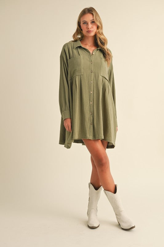 Button Down Relax Fit Shirt Dress