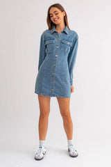 Fitted Denim Utility Dress