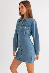 Fitted Denim Utility Dress