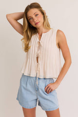 Tuck Detail Sleeveless Top