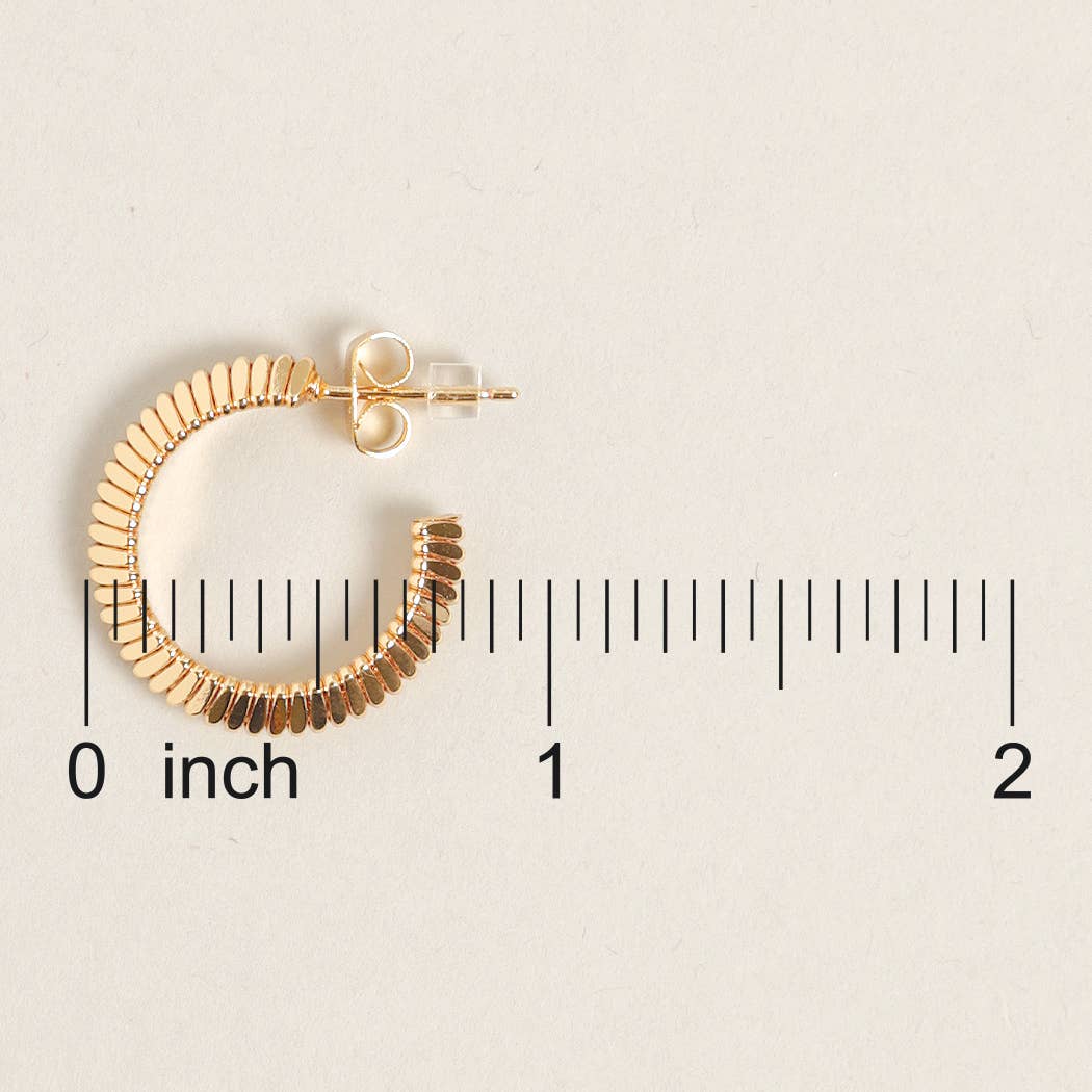 14K Gold Dipped Textured Post Hoops