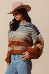 Striped Multi Color Crop Sweater