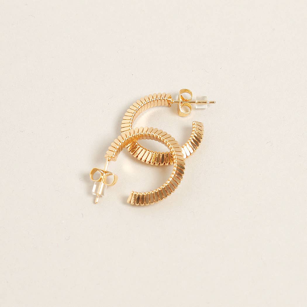 14K Gold Dipped Textured Post Hoops