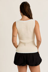 Contrast Edge Square Neck Top