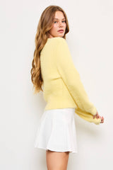 Button Front Cardigan in Butter