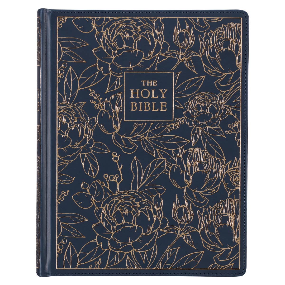 KJV Note-taking Bible LP Faux Leather HC, Navy w/Gold Floral