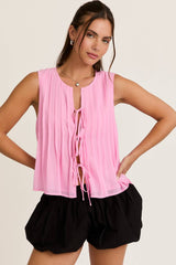 Tuck Detail Sleeveless Top