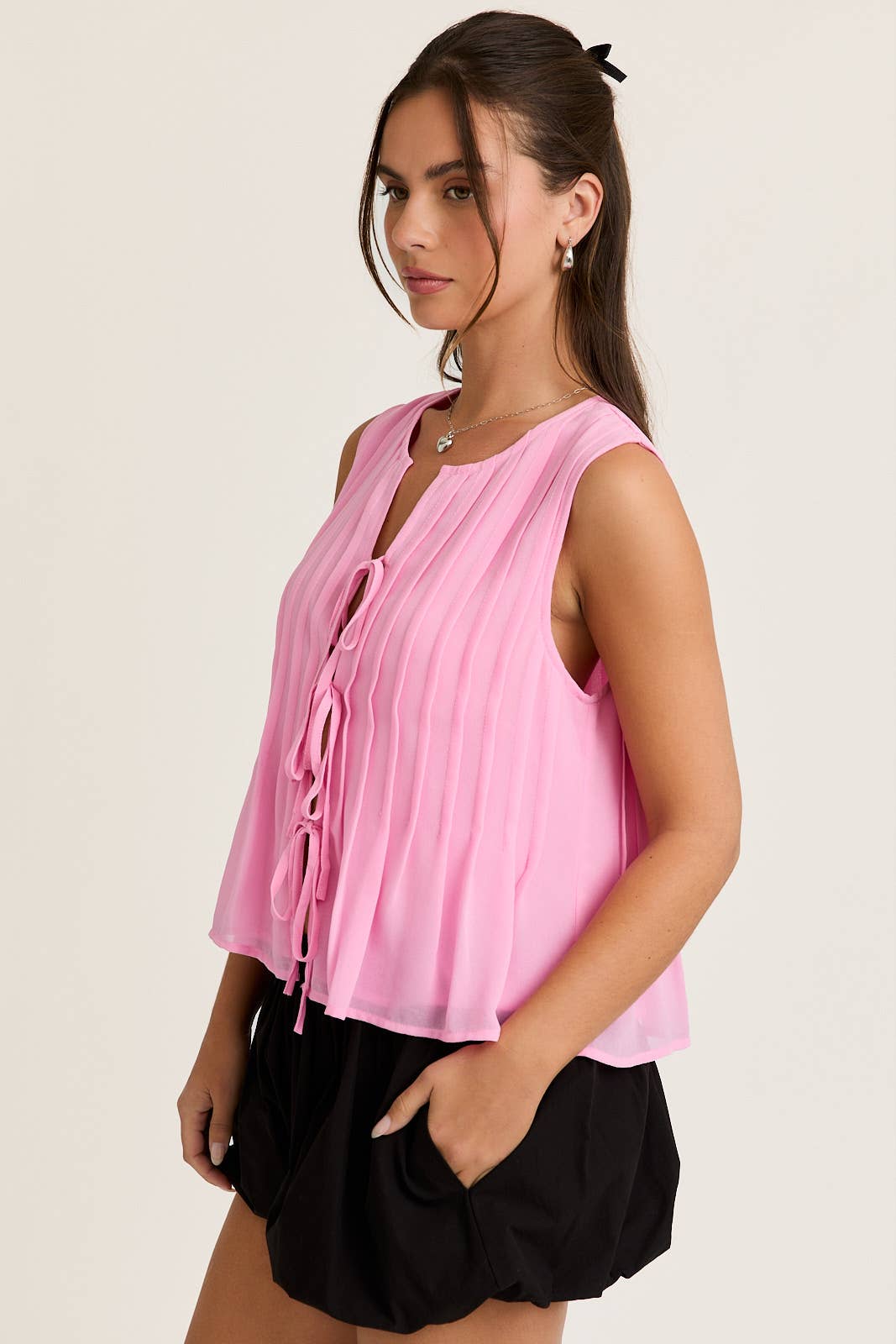 Tuck Detail Sleeveless Top