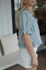 Gingham Puff Sleeve Blouse