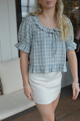 Gingham Puff Sleeve Blouse