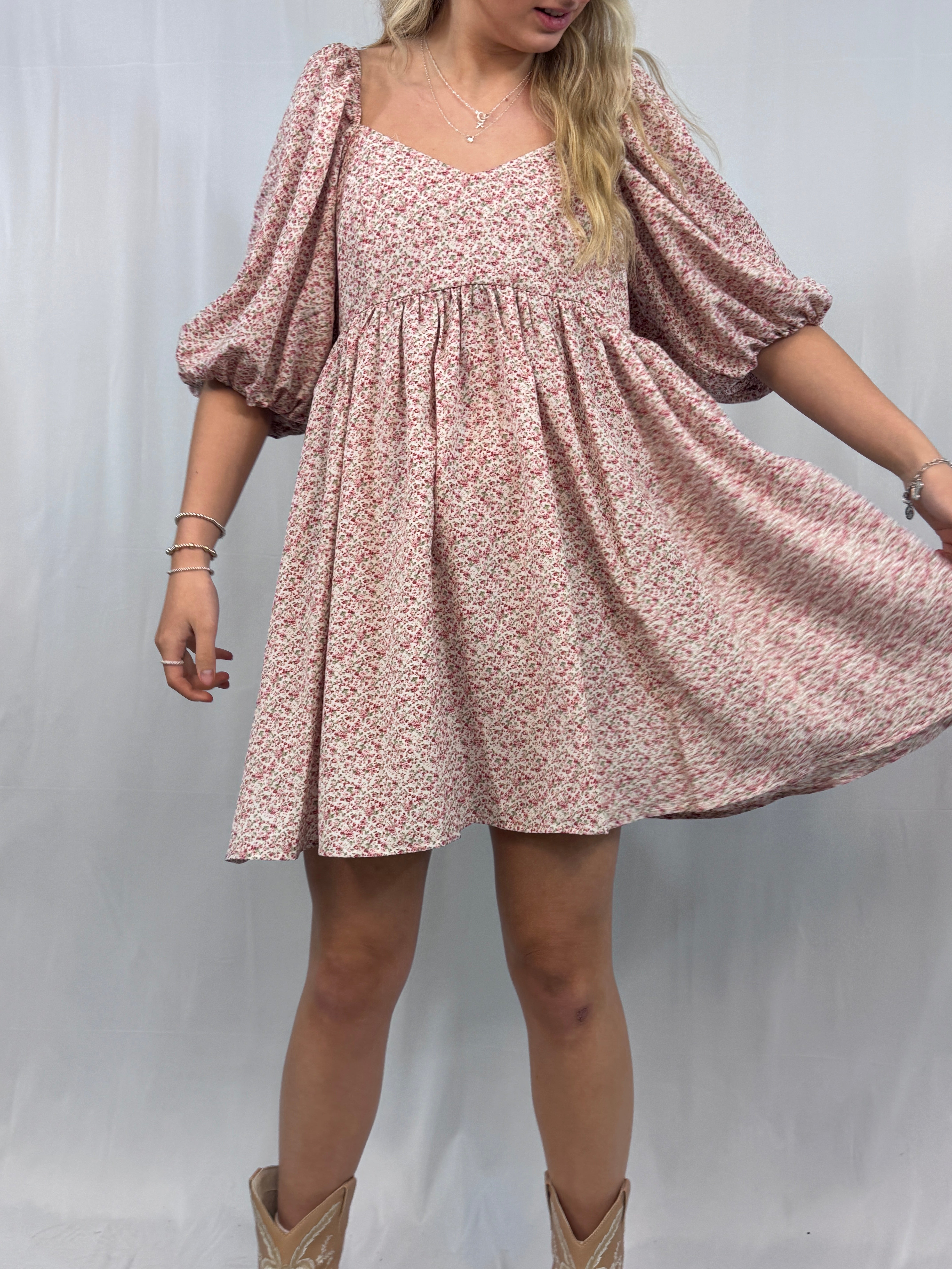 Ditsy Floral Babydoll Mini Dress