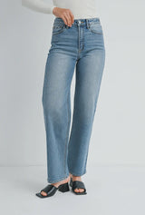 High Rise Full Length Straight Jeans