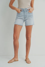 HR Side Slit Short - Light Denim