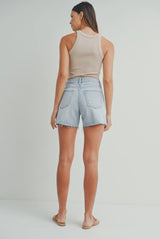 HR Side Slit Short - Light Denim