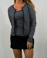 Cami and Cardigan Set in Striped Navy