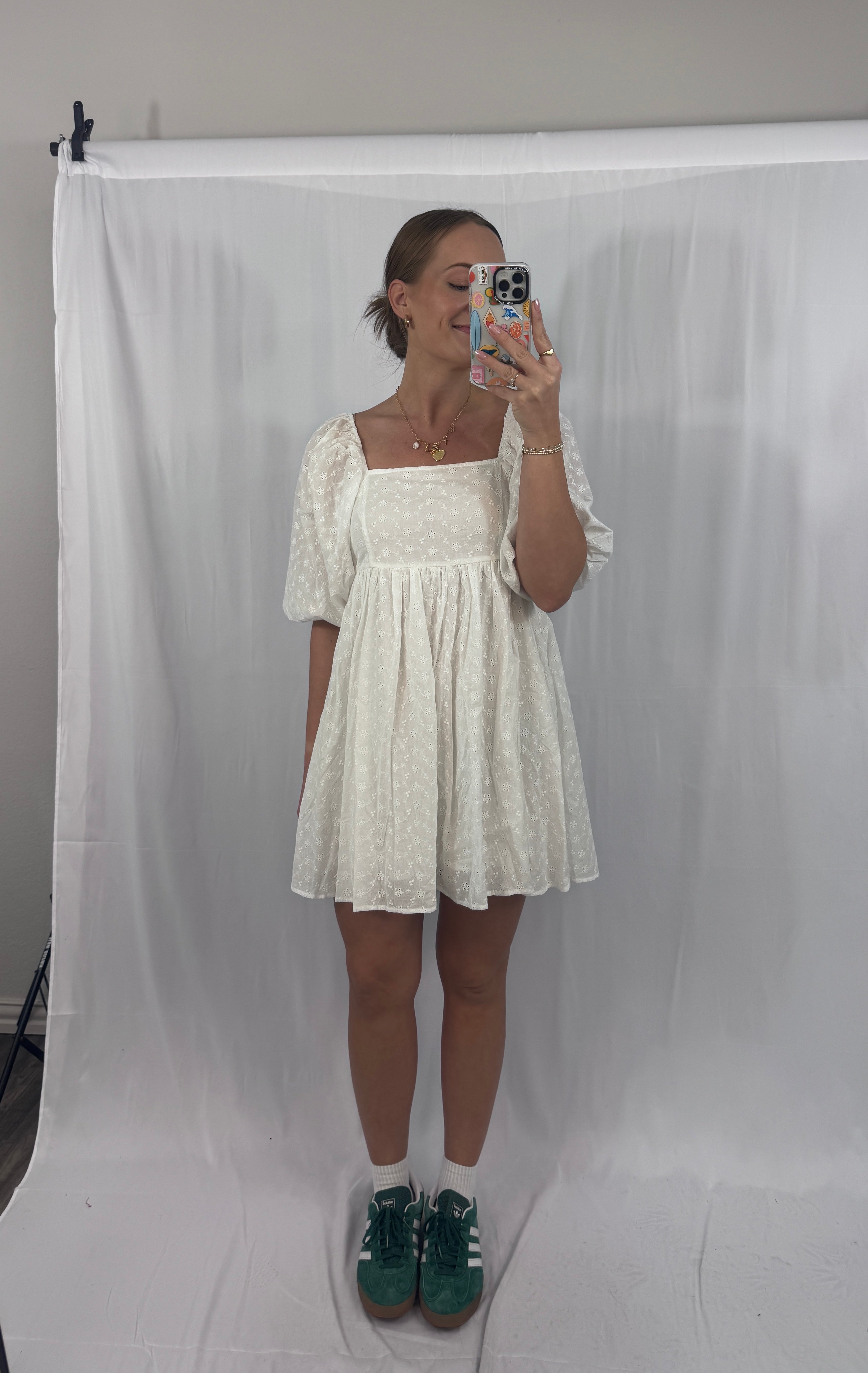 Cotton Eyelet Babydoll Dress