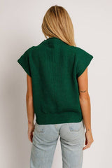 Turtle Neck Power Shoulder Sweater Vest