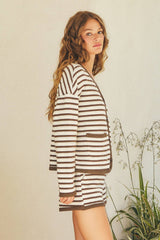 Textured Horizontal Striped Cardigan