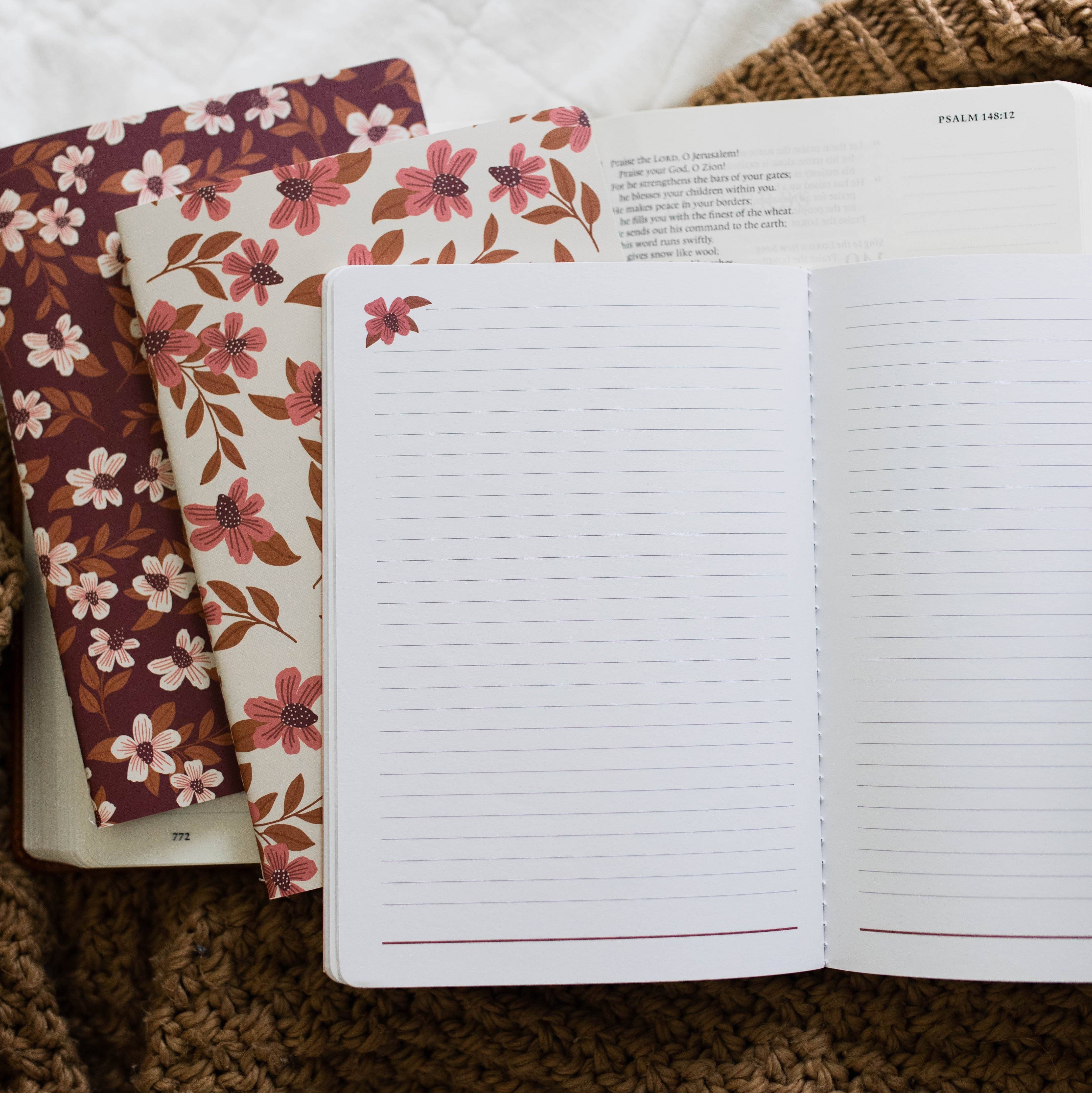 Stitched Journal Set | Burgundy Blooms