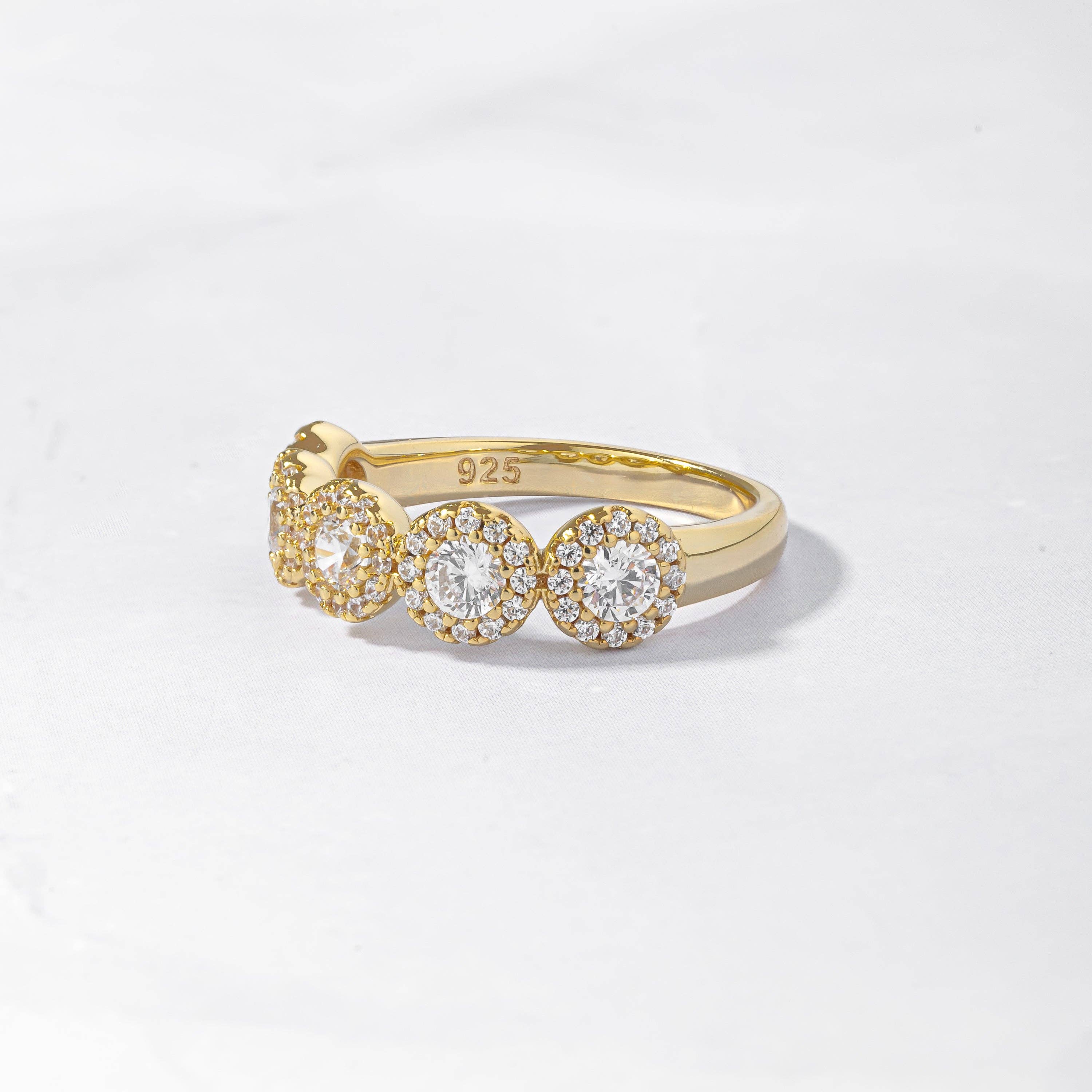 5 Stone Halo Ring