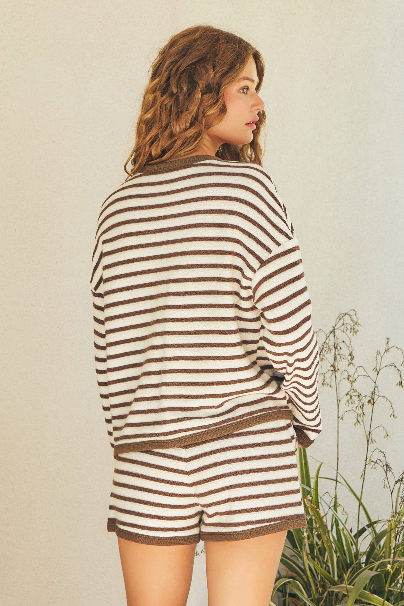 Textured Horizontal Striped Cardigan