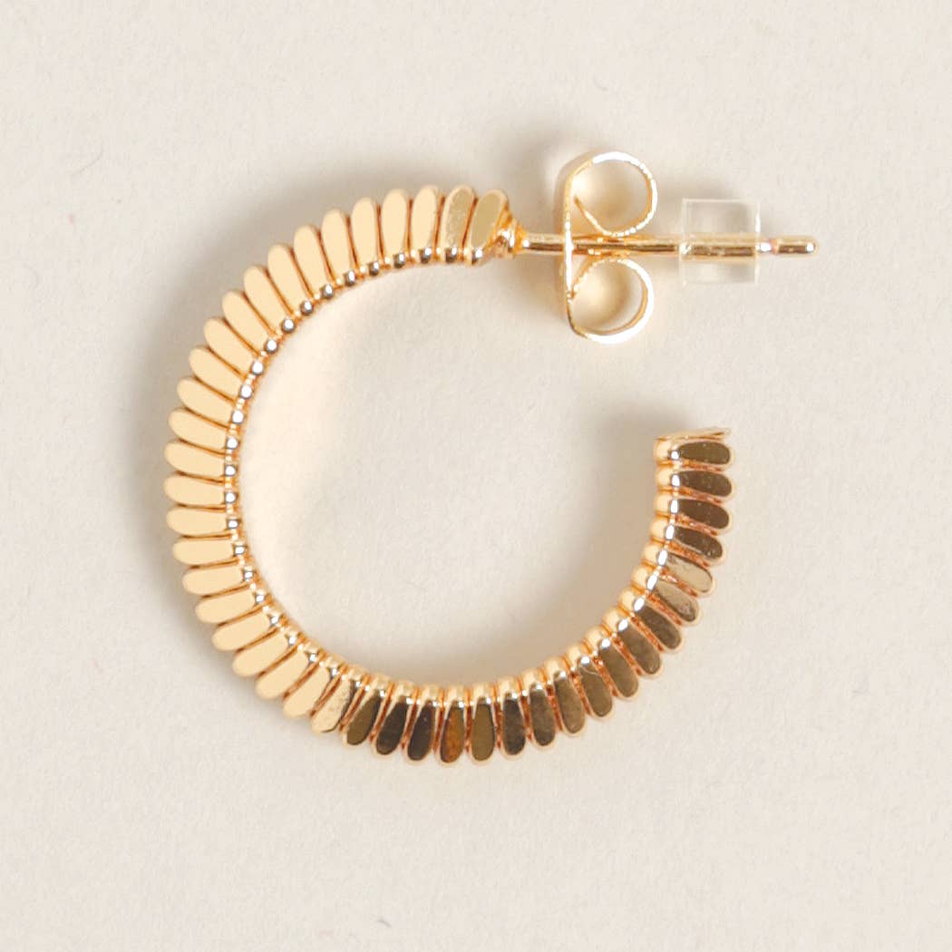 14K Gold Dipped Textured Post Hoops