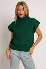 Turtle Neck Power Shoulder Sweater Vest